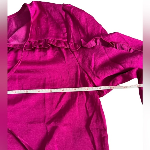 Loft - Womens Fuchsia Ruffled Long Sleeve Top Sz. PS - Picture 3 of 8